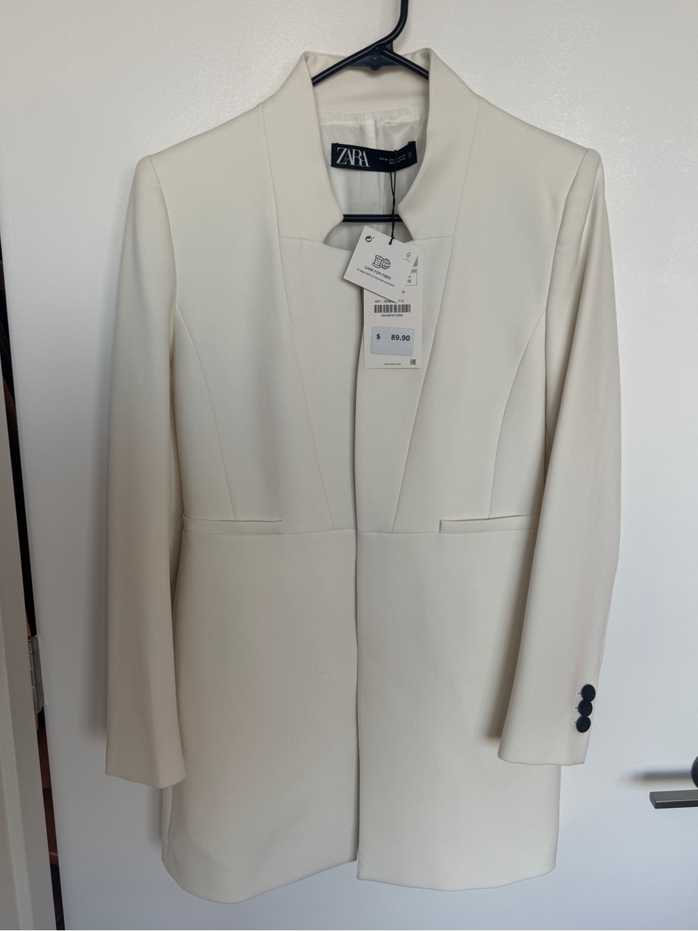 ZARA Cream Open-Front Longline Blazer